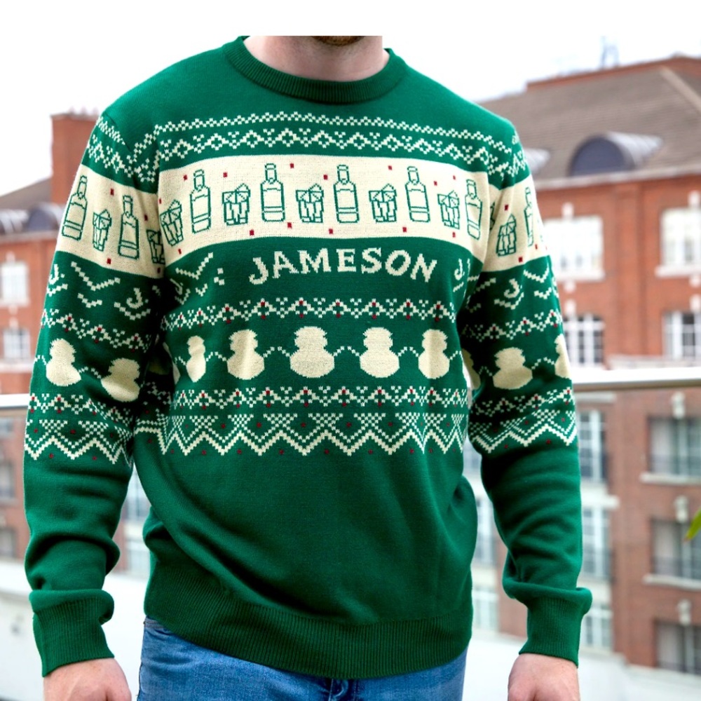 Jameson Green Crew Neck Fair Isle Knit Sweater